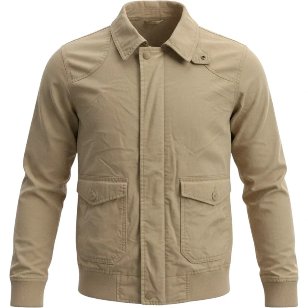 Gap Kids XL 12 Tan Beige Full Zip Utility Bomber Jacket Military Cargo Cotton